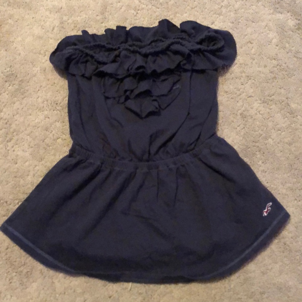 Navy blue strapless belly shirt